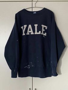 90sビンテージ イエール リバースウィーブ YALE champion レア ネイビー チャンピオン スウェット80s タタキ ビンスエ 後付け 両V 前V