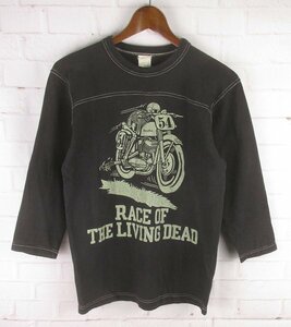 AT10186 FREEWHEELERS フリーホイーラーズ 七分袖フットボールTシャツ RACE OF THE LIVING DEAD S ブラック系