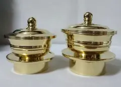 《金属工芸品》塗香器／洒水器 二器セット 真鍮製 京都製 仏具・法具・仏教・密教