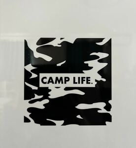 276. 【送料無料】 CAMP LIFE カッティングステッカー キャンプ　迷彩柄 アウトドア 【新品】