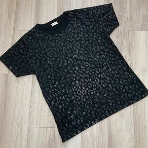 希少XL【ほぼ未使用】サンローラン Tシャツ レオパード 豹柄 総柄 半袖 ブラック 黒 SAINT LAURENT
