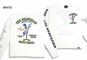 BR×LOONEYコラボ 天竺ロングTシャツ◆The BRAVE-MAN ホワイトMサイズ LTB-2202 ブレイブマン ロードランナー ルーニー 刺繍