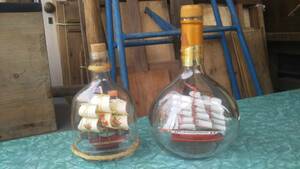 ！秀品！「ウイスキーの瓶中模型」帆船２種（詳細不明）