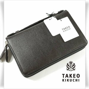 新品1円～★定価2.6万 TAKEO KIKUCHI タケオキクチ メンズ 牛革レザー 本革 セカンドバッグ スマートセルバッグ カード段24 ジゼル◆1133◆