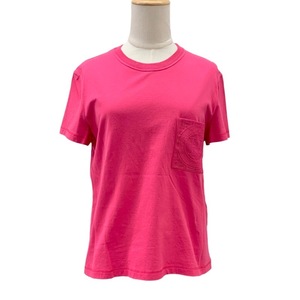 未使用 エルメス HERMES トップス Tシャツ ロゴ 刺繍 コットン ピンク
