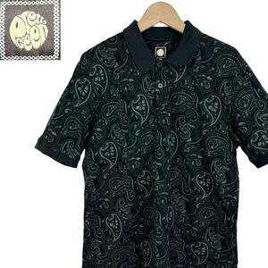 ★サイズ4★PRETTY GREEN★ペイズリー柄 半袖ポロシャツ トップス 総柄 プリティーグリーン ゴルフウェア メンズ T-2617 古着公園