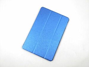 iPad mini4用 カバー PUレザー+ハードケース スタンド 三折 薄型 ブルー