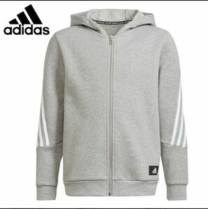 【未使用タグ付】adidasアディダス スウェットパーカー ジュニア フューチャーアイコン スリーストライプス フルジップパーカーグレー130cm