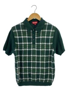 Supreme◆18SS/Plaid Knit Polo/ポロシャツ/S/コットン/グリーン/チェック