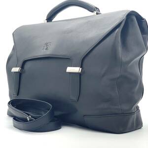 A4【激レア 高級品】LOEWE ロエベ 2way ブリーフケース ビジネス ショルダーバッグ 斜め掛け可 アナグラム レザー 大容量 メンズ ブラック