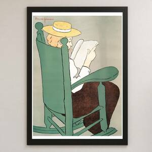 ペンフィールド『読書する女性』イラスト アート 光沢 ポスター A3 バー カフェ ビンテージ レトロ インテリア 女性画 ロッキングチェア
