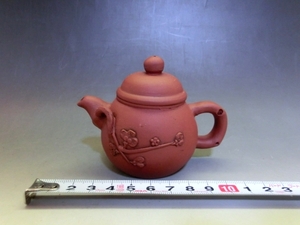 水滴■急須■朱泥 梅の絵 加?座制？書道道具 ミニ茶瓶 茶器 お茶道具 古玩 唐物 中国 古美術 時代物 骨董品■