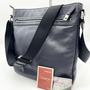 1円 【美品】 COACH コーチ チャールズ ショルダーバッグ メッセンジャー ヘリテージ メンズ ビジネス レザー 本革 ブラック ブランド