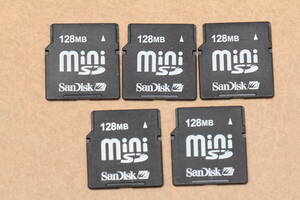 128MB miniSDカード SanDisk　●5枚セット●