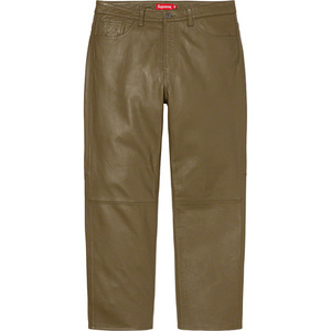 Supreme Leather 5-Pocket Jean Olive 30 Pant　レザーパンツ