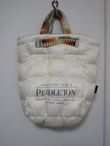 PENDLETON × TAION ペンドルトン × タイオン ダウン トートバッグ カバン オフホワイト　リバーシブル　40ｘ35㎝　現状品　毛玉汚れ有