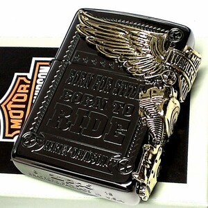 ZIPPO ライター ハーレーダビッドソン ジッポ ブラック チタン加工 3面大型メタル イーグル HARLEY-DAVIDSON 日本国内限定モデル