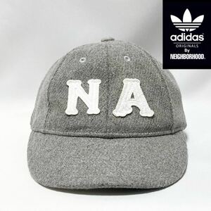 【超美品】NEIGHBORHOOD × adidasネイバーフッド フェルトロゴウール クラシック8パネルキャップ 58cm