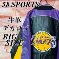 【入手困難】NBAレイカーズ　ヴィンテージ本革レザースタジャン　古着ビックサイズ