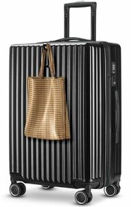 スーツケース キャリーケース 旅行出張 TSAロック付 キャリーバッグ 軽量 機内持ち込み 不可　ブラックLサイズ