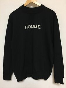 美品 COMME des GARCONS HOMME コム デ ギャルソン オム ロゴデザイン ニット セーター ブラック M