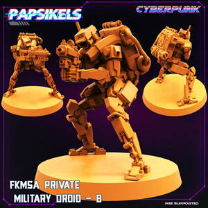 Papsikels FKMSA_PRIVATE_MILITARY_DROID_B　3Dプリント D＆D メタルミニチュア メタルフィギュア TRPG スターグレイブ サイバーパンク