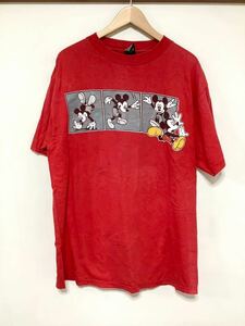 も1185 Disneyディズニー 半袖Tシャツ F レッド ミッキーマウス