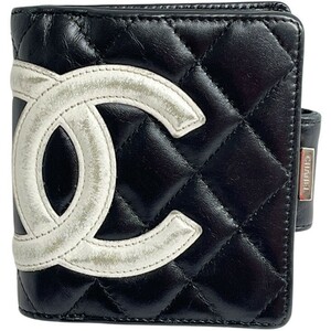 ◆◆【1円スタート】 CHANEL シャネル カンボンライン　二つ折り財布　財布 ブラック 傷や汚れあり