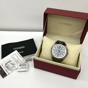 CITIZEN シチズン ATTESA アテッサ AT8040-57E H804-T018696 エコドライブ 電波時計 クロノ チタン メンズ腕時計 ホワイト系文字盤 箱 美品