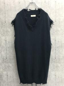 remer◆Loose damege knit vest/M/アクリル/NVY/無地/RRACI0821007