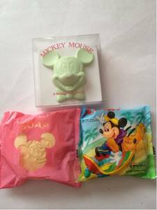 石鹸 ソープ SOAP ミッキーマウス ディズニー MICKEY MOUSE 3個セット　3種類　ダイカット　フェイス型　新品　Disney せっけん　石けん