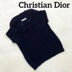 Christian Dior ディオール  襟プリーツカットソー L ネイビー