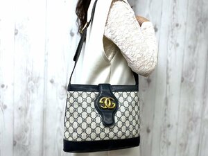 極美品 GUCCI グッチ オールドグッチ GGスプリーム ショルダーバッグ バッグ レザー 紺 70895