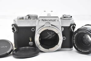 【ジャンク】 Nikon ニコン Nikomat EL シルバーボディ フィルムカメラ + 非Ai NIKKOR-H・C Auto 50mm F/2 レンズ (t5613)