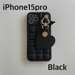 【数量限定】iPhone15pro　携帯ケース　韓国　ハート　シンプル　ブラック