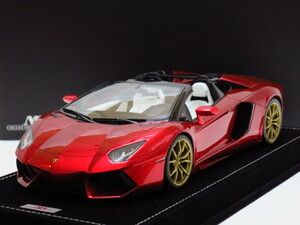 ★激安赤字！ポストホビー特注 シリアル ( ?? / 25 )！MR 1/18 Lamborghini Aventador 赤メタ 白インテリア 金ホイール 付属品完備 