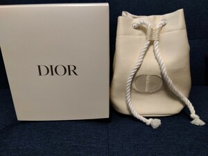 dior ディオール☆新品　箱付き☆コスメポーチ ノベルティ ホワイト巾着☆Y1834