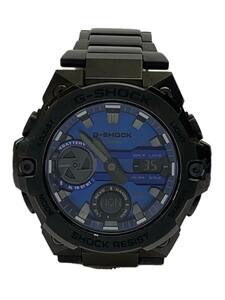 CASIO◆ソーラー腕時計_G-SHOCK/デジアナ/ステンレス/BLU/BLK