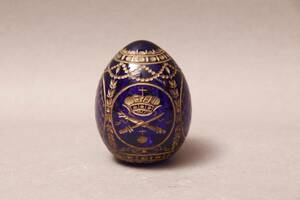 イースターエッグ/ロシア/ブルーグラス/Faberge Egg/レア/オブジェ/デザイン/ヴィンテージ/コバルトブルー/ガラス