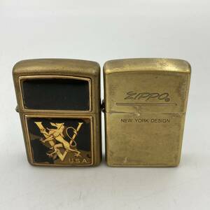 4.24KT-E1462★ZIPPO オイルライター 2点★ジッポー ジッポ ゴールドカラー 喫煙具 lighter DA0/DB0