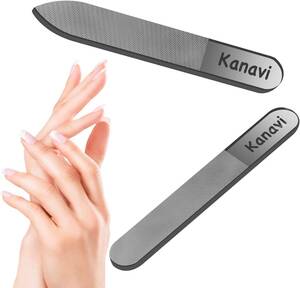 2個セット-ブラック 【2024年改良版】Kanavi 爪やすり 爪磨き ガラス製 ピカピカ 最新ナノ技術が生んだ全く新しい ネイ