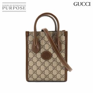 未使用 展示品 グッチ GUCCI インターロッキングG ミニ トート ショルダー バッグ GGスプリームキャンバス レザー 671623 90215218