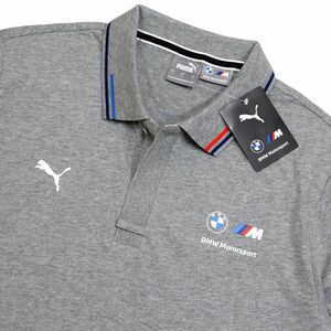 ●送料390円可能商品 プーマ PUMA X BMW モータースポーツ コラボ 新品 メンズ 半袖 ポロシャツ 灰[533377031N-L]US 三 弐★QWER