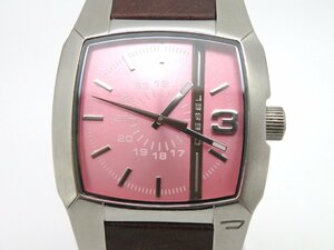 1円◆稼働◆ ディーゼル DZ-5100 ピンク クオーツ メンズ 腕時計 O301