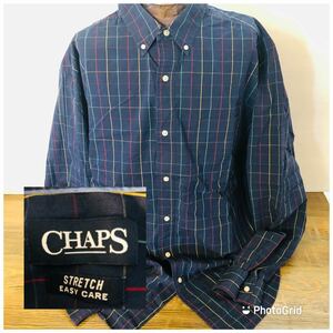 ビッグサイズ　チャップス　CHAPS 2XL チェック柄　ボタンダウンシャツ　ネイビー