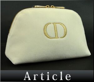 175534◆美品 Christian Dior ディオール CDロゴ ノベルティ ポーチ 化粧ポーチ メイクポーチ ベロア ホワイト レディース/ B