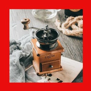 手挽きコーヒーミル コーヒー機 天然木製 粉粗さ調節可 防錆