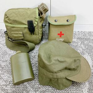 【おまとめ】米軍放出品 本物 水筒 バッグ ファーストエイドキット 帽子 サバゲー キャンプに 管2723s