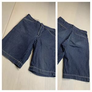 ヴィンテージ DENIME ドゥニーム ドュニーム オリゾンティ期 日本製 ストライプデニム ハーフパンツ ショートパンツ ショーツ　W32 約81cm