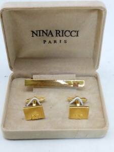 0419-0015　 中古★NINA RICCI　ニナリッチ★カウスボタン　ネクタイピン ケース付